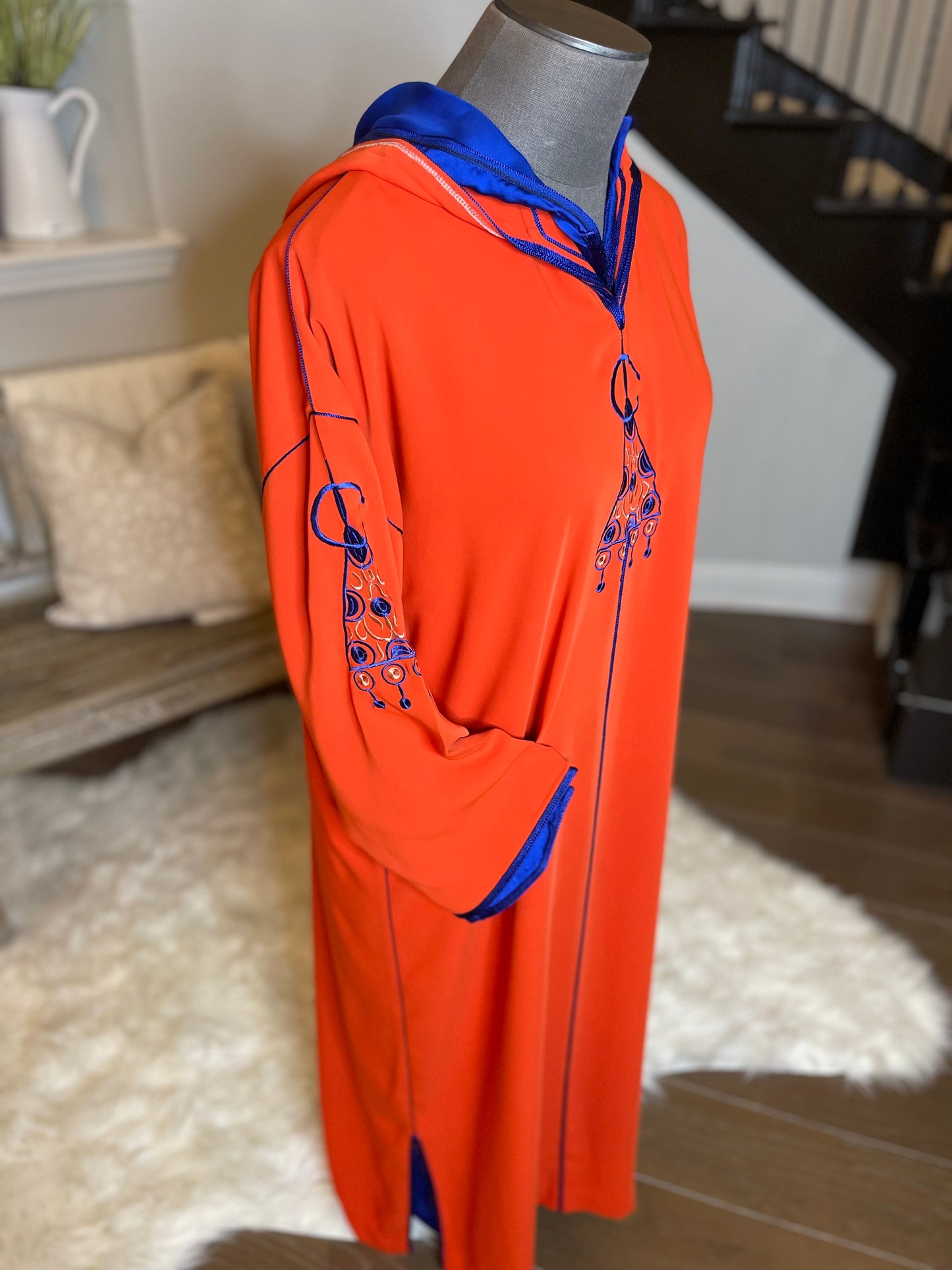 2PC JELLABA SET ORANGE/BLUE مخزنية