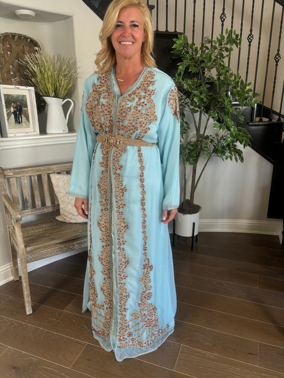 Celestial Blue Embroidered Takchita