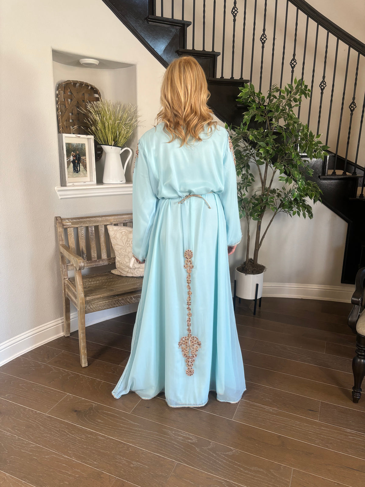 Celestial Blue Embroidered Takchita