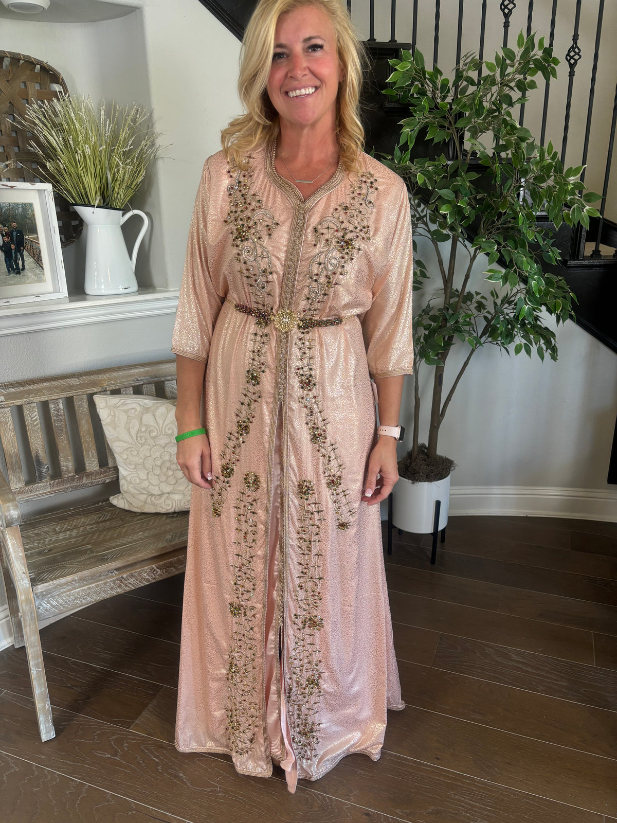 Blush Gold Jewel Moroccan Caftan