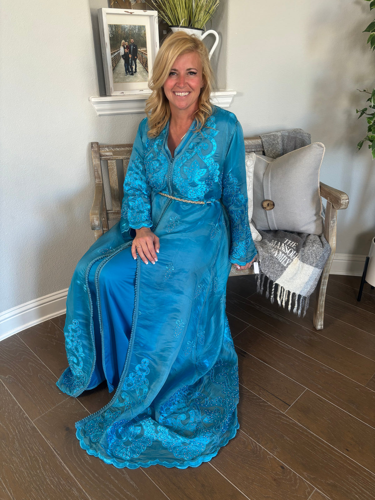 Blue Lagoon Embroidered Takchita.