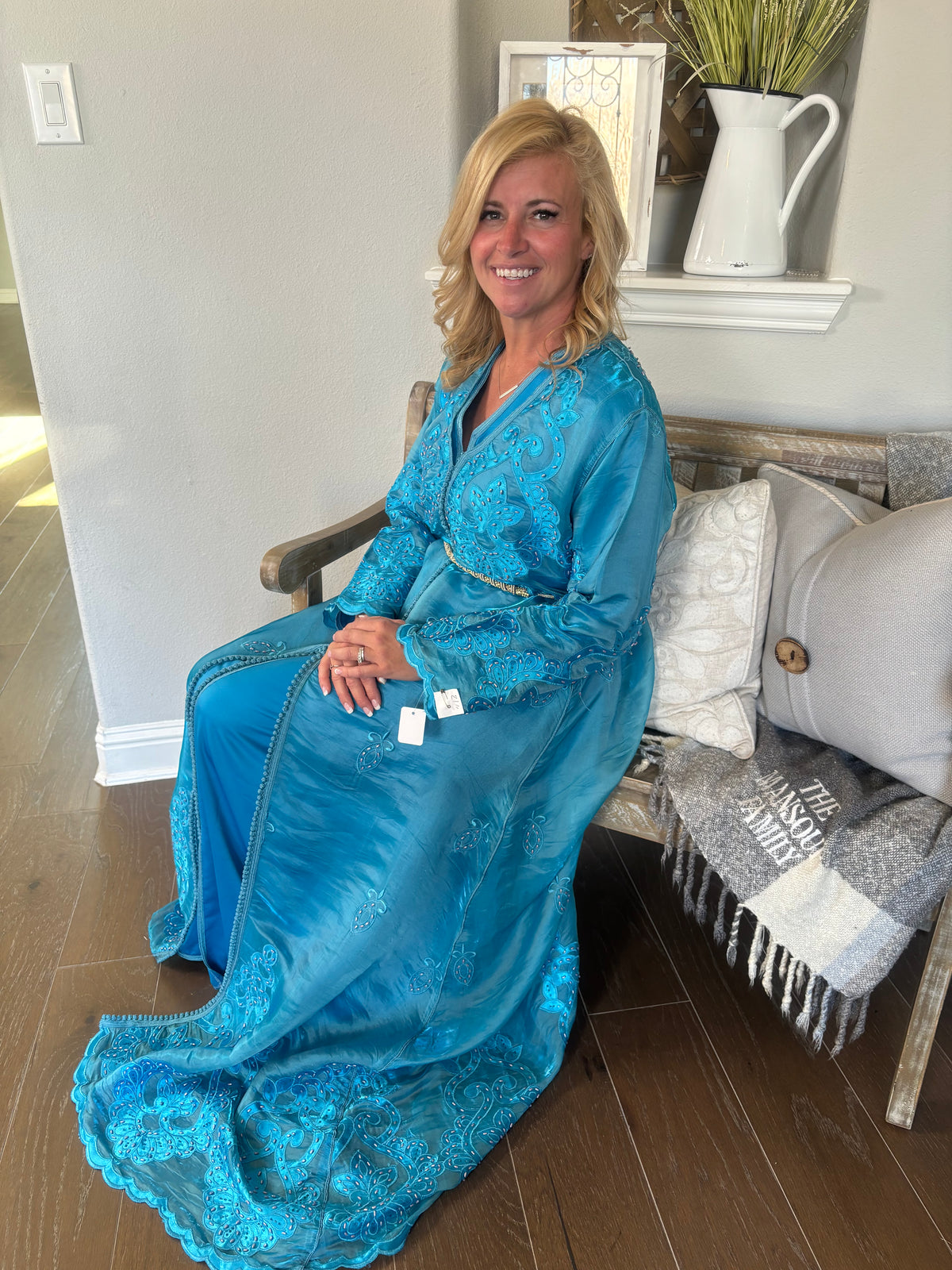 Blue Lagoon Embroidered Takchita.