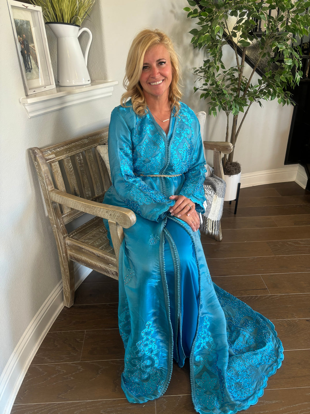 Blue Lagoon Embroidered Takchita.