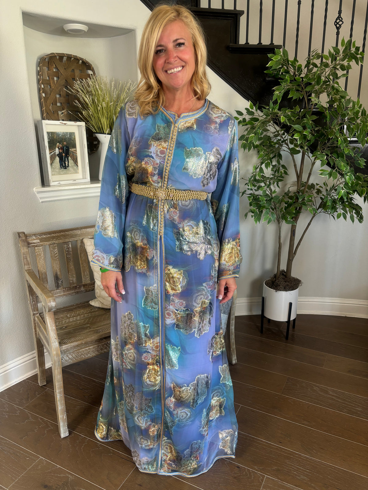 Blue Mirage Floral Moroccan Takchita / TLIJA