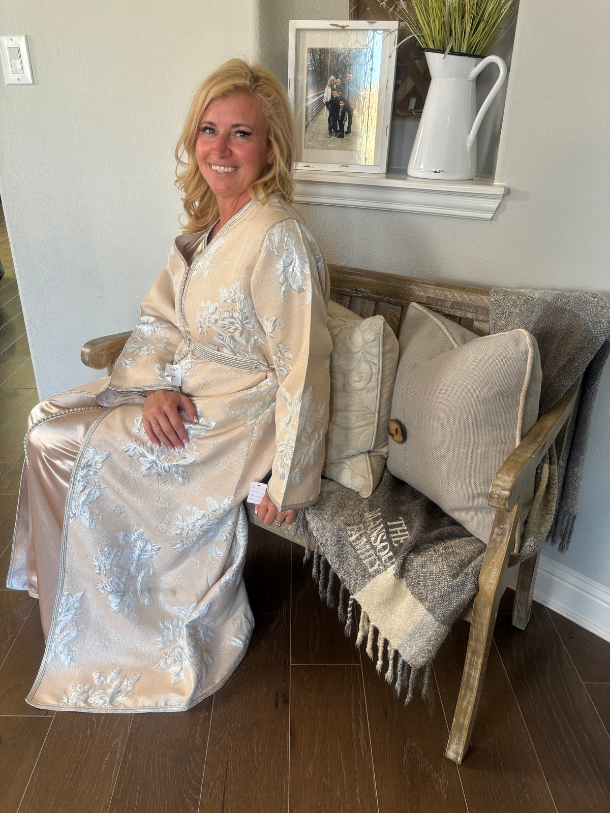Champagne Silver Floral Moroccan Takchita