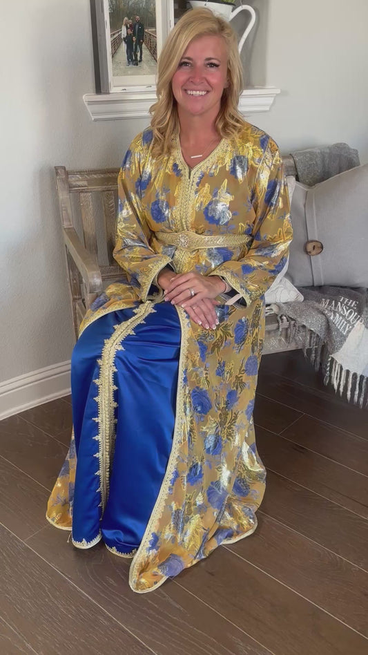 Royal Blue & Gold Floral Takchita