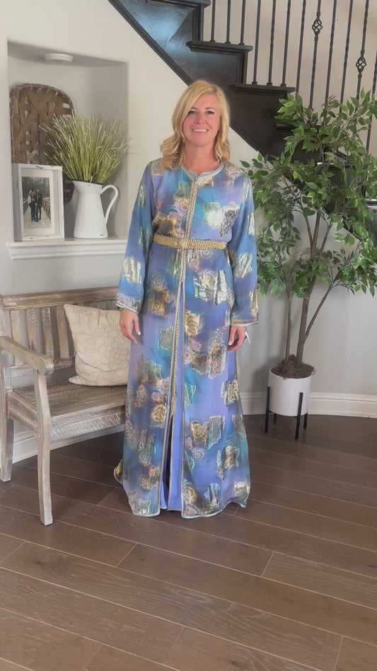 Blue Mirage Floral Moroccan Takchita / TLIJA