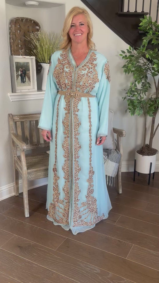 Celestial Blue Embroidered Takchita