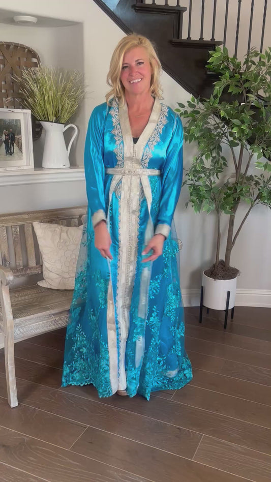 Turquoise Lace Dream Moroccan Takchita