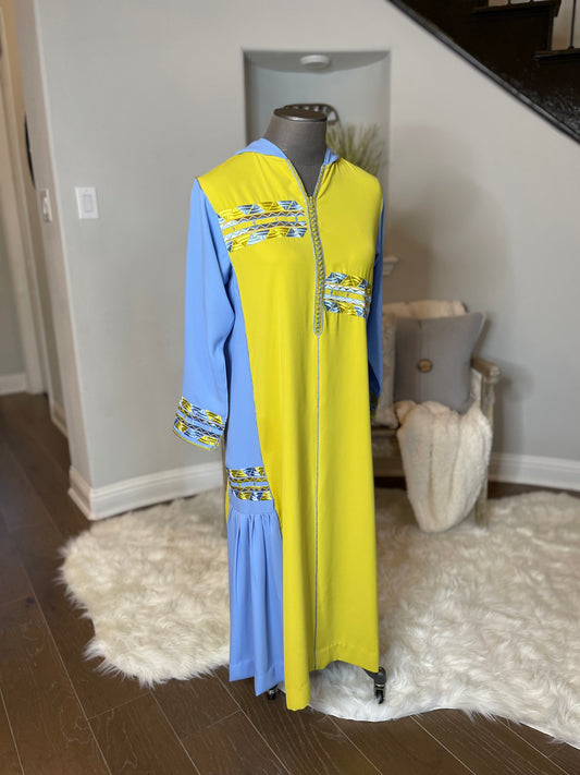 JELLABA WITH EMBROIDERY AND FOLDS