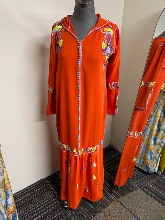 COLORFUL JELLABA WITH EMBROIDERY & FOLDS