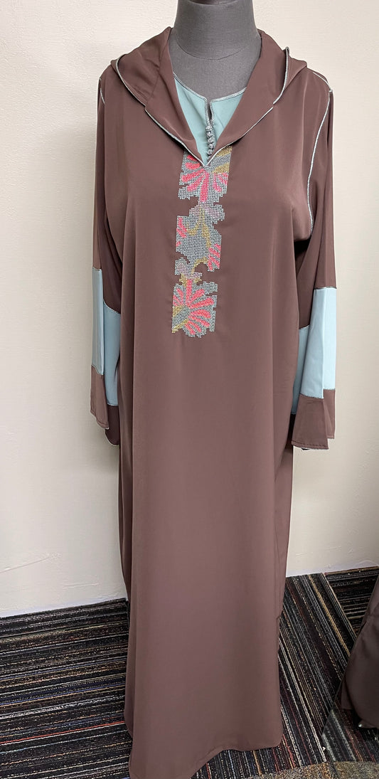 ONE JELLABA OF THE LOOK OF TWO PC JELLABA W/EMBROIDERY