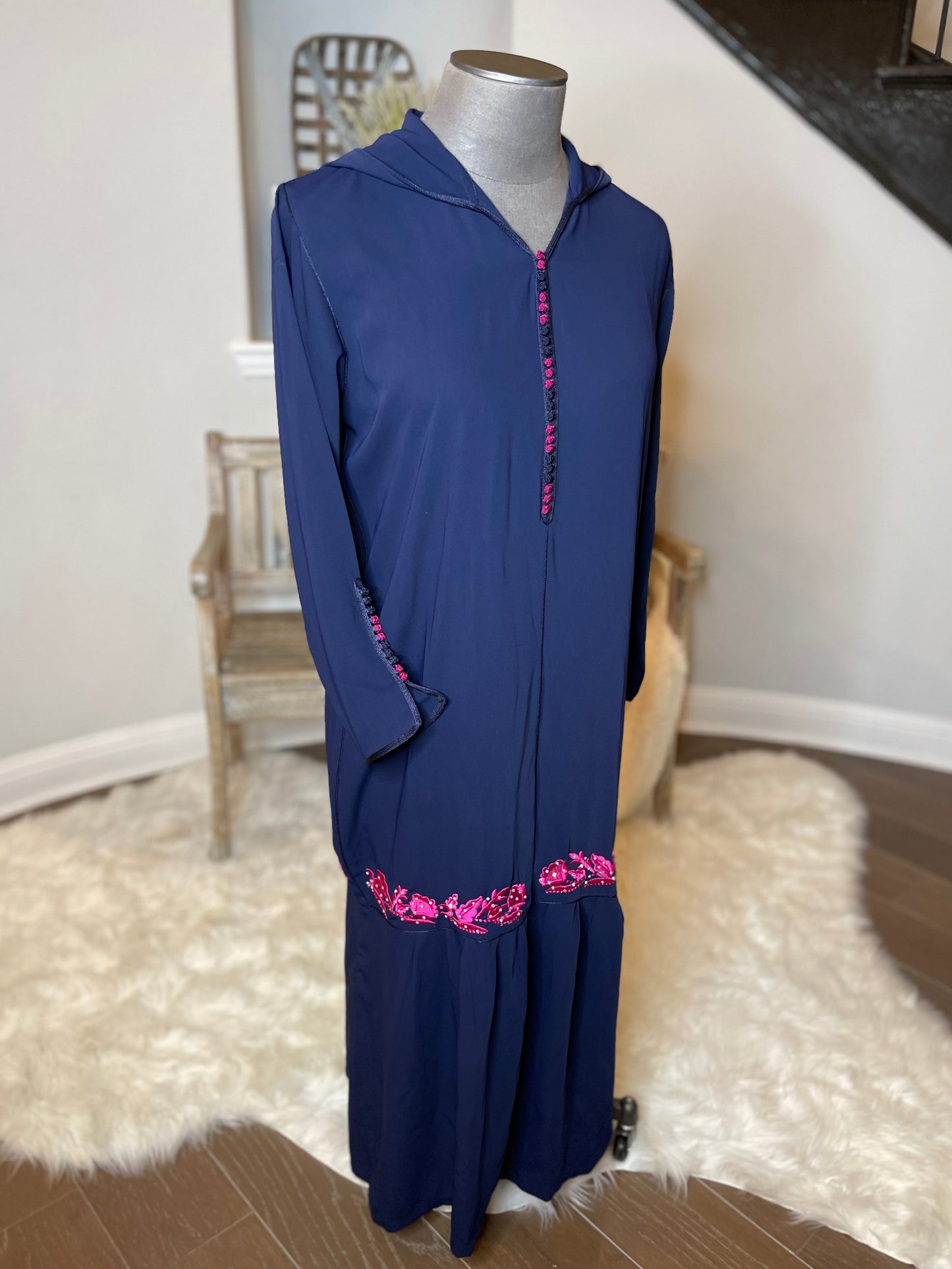 COLORFUL JELLABA WITH EMBROIDERY & FOLDS