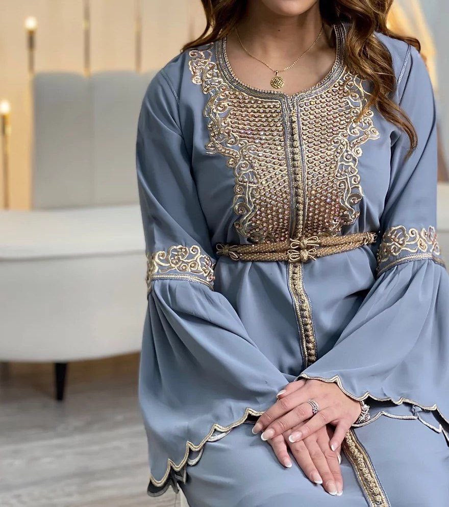 GREY MOROCAN CAFTAN EMBROIDERY. ❤️❤️SOLD❤️❤️