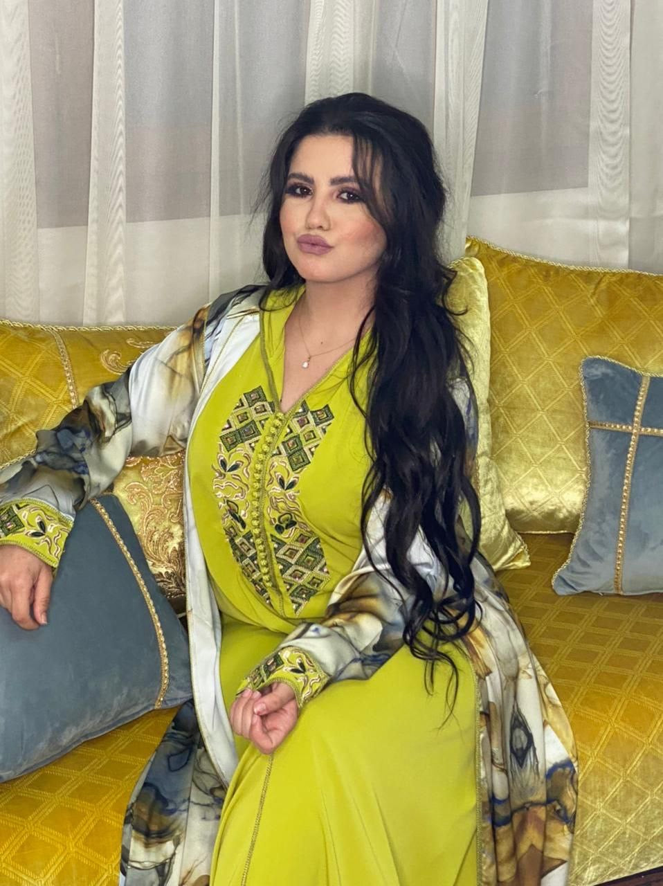 2PC JELLABA WITH COLORFUL TOP W/EMBROIDERY & beads