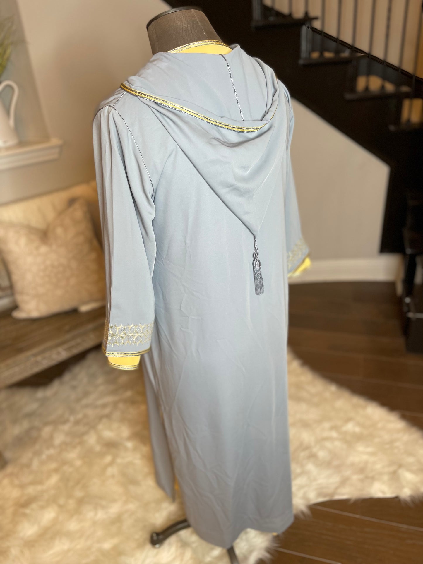 NICE 2PC YELLOW & GRAY JELLABA SET