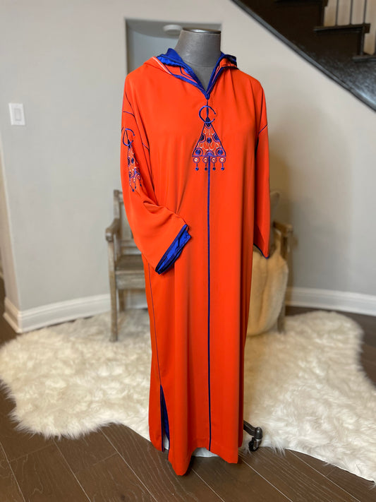 2PC JELLABA SET ORANGE/BLUE مخزنية