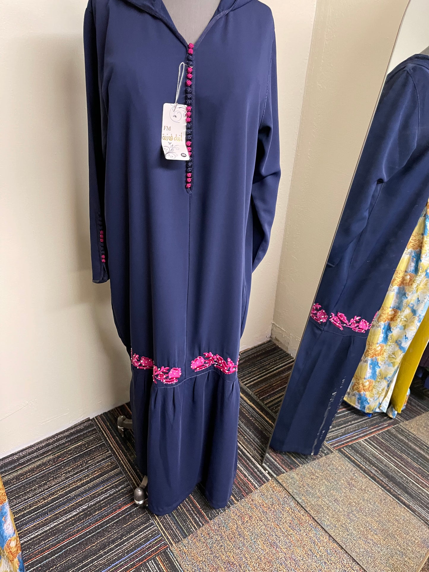 COLORFUL JELLABA WITH EMBROIDERY & FOLDS