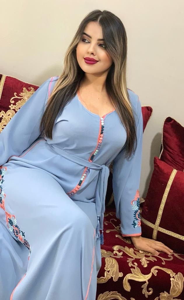 NICE BLUE CAFTAN W/EMBROIDERY ON THE SIDE قميص